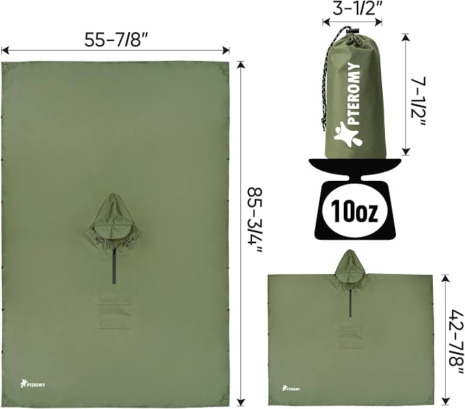 PTEROMY Hooded Rain Poncho for Adult - Image 7