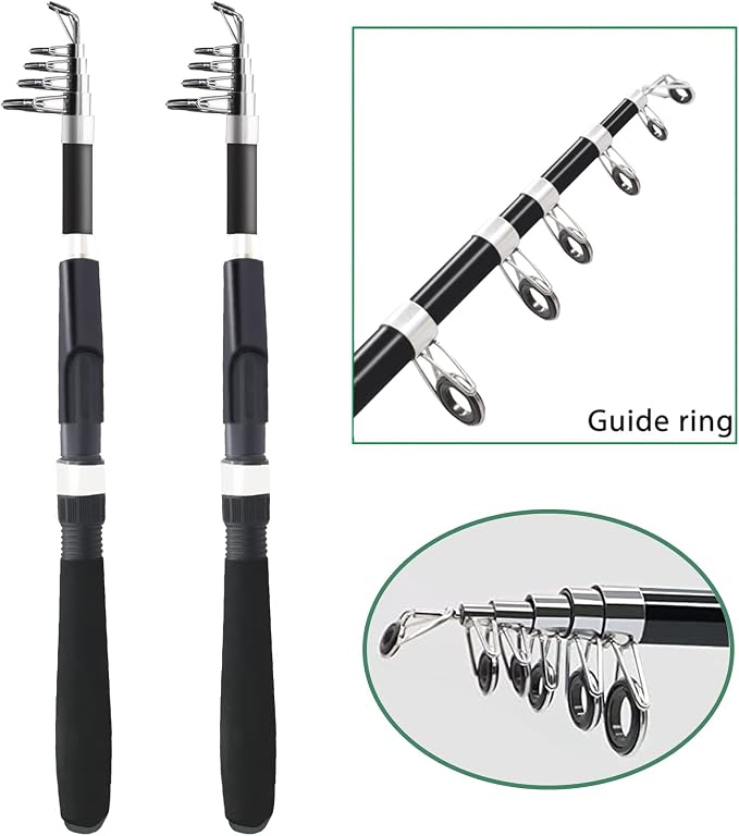 Fishing Pole Combo Set, 2.1m/6.89ft 2PCS Collapsible Rods 2PCS Spinning Reels - Image 3