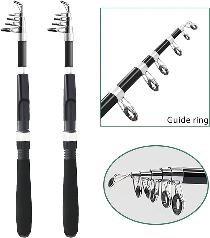Fishing Pole Combo Set, 2.1m/6.89ft 2PCS Collapsible Rods 2PCS Spinning Reels - Image 2