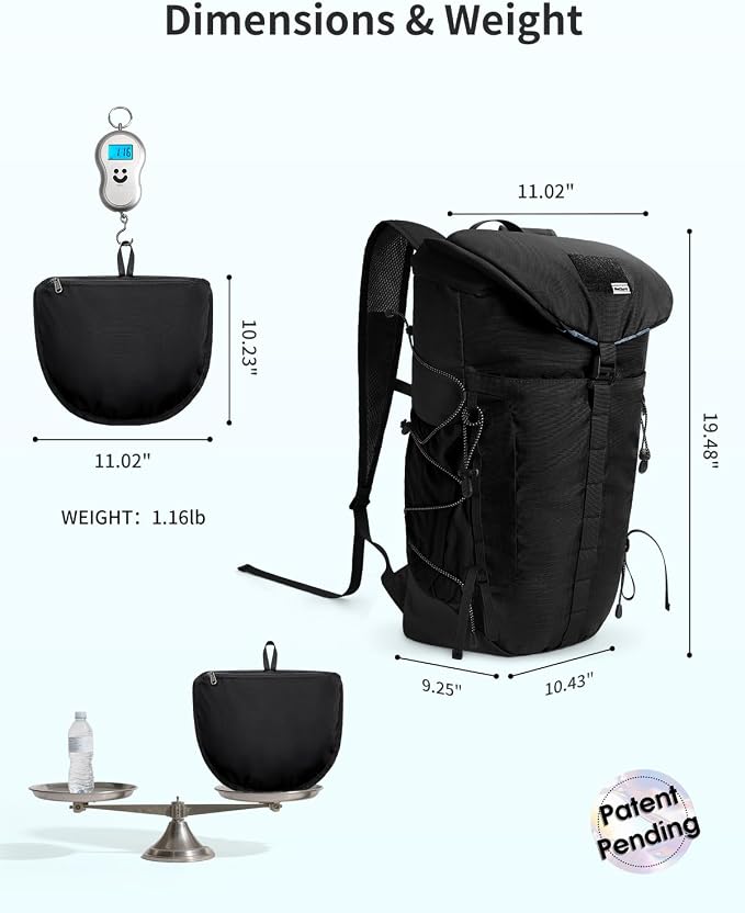 Blue Quartz Hiking Backpack 30L Lightweight Packable Backpack - Image 7