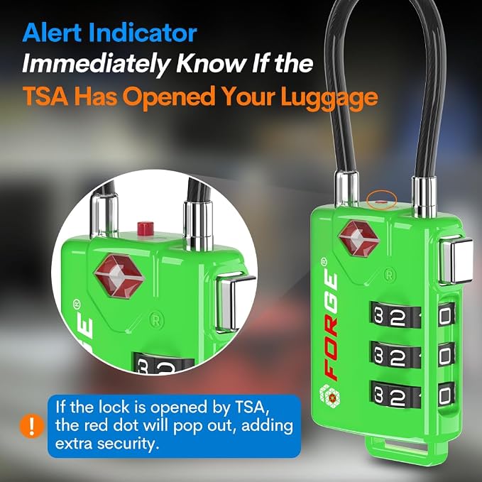 Forge TSA Approved Luggage Locks, Re-settable Combination - Image 4