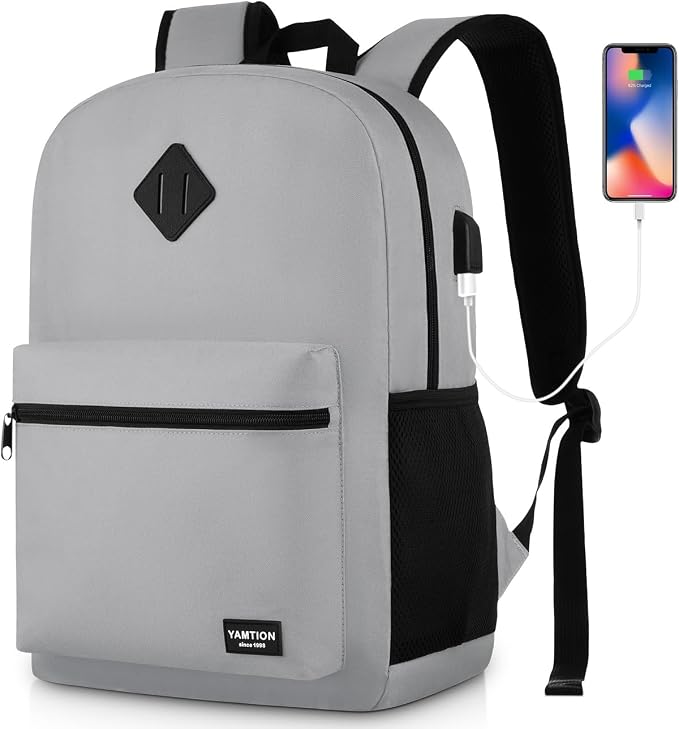 17 Inch Unisex School Backpack, Classic Bookbag Adults and Teens Schoolbag by YAMTIONBAGS