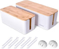 2 Pack Large Cable Management Box – Wooden Style Cord Organizer and Cover by Chouky