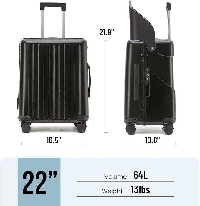 22 Inch Hardside Checked Luggage - 40L Spinner Suitcase W/TSA Lock - Image 7