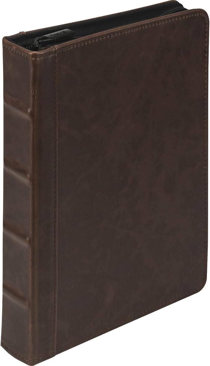 Samsill Vintage Leather Mini 3 Ring Zipper Binder, 1 Inch Round Ring Capacity by Samsill