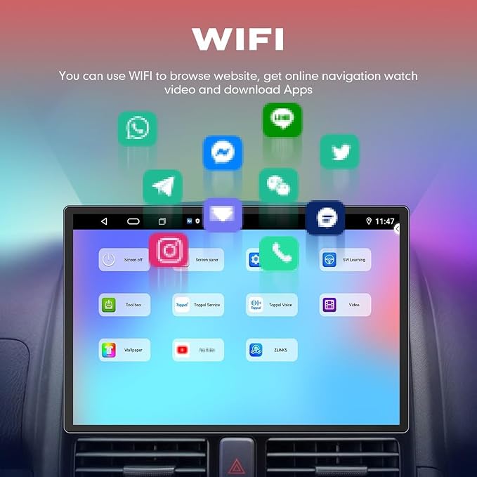 Kunfine CarPlay Android Auto Navigation Stereo GPS Radio Reverse Camera Display - Image 5