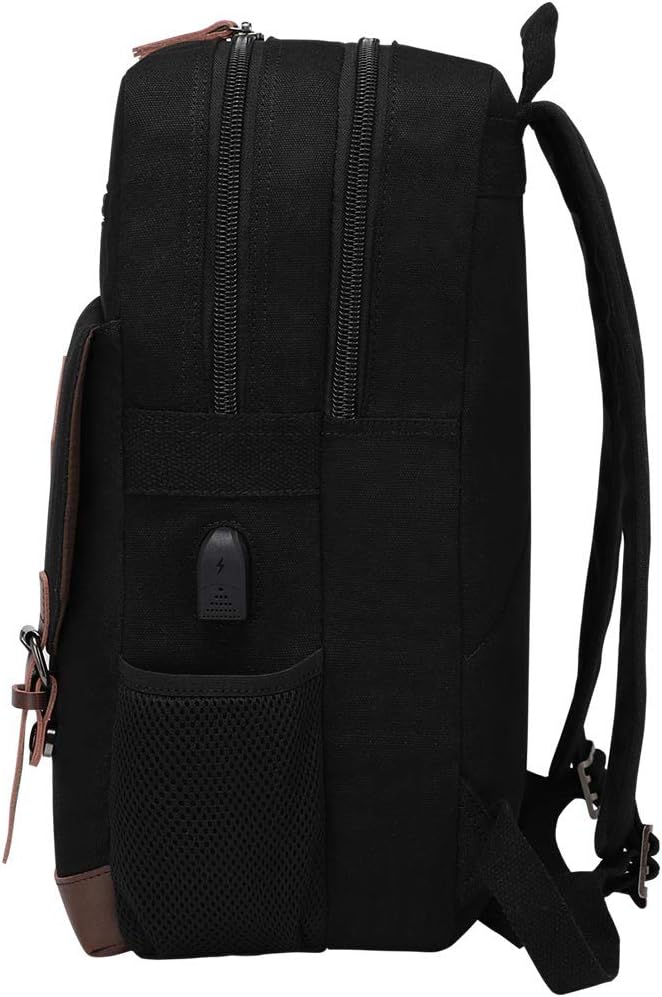 Canvas Backpack for Men Women, Vintage Rucksack Fits Most 15.6 Inch Laptop - Image 4
