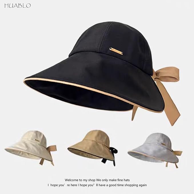 Wide Brim Hats for Woman Foldable Hats Sun Hats for Women uv Protection Bowknot - Image 7