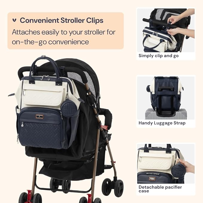 BabbleRoo Leather Diaper Bag Backpack, Unisex Stylish Travel Back Pack Nappy - Image 6