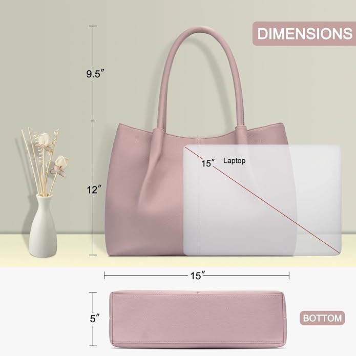KKXIU Tote Bag for Women Vegan Leather Shoulder Purse Large Capacity Travel Bag - Image 7