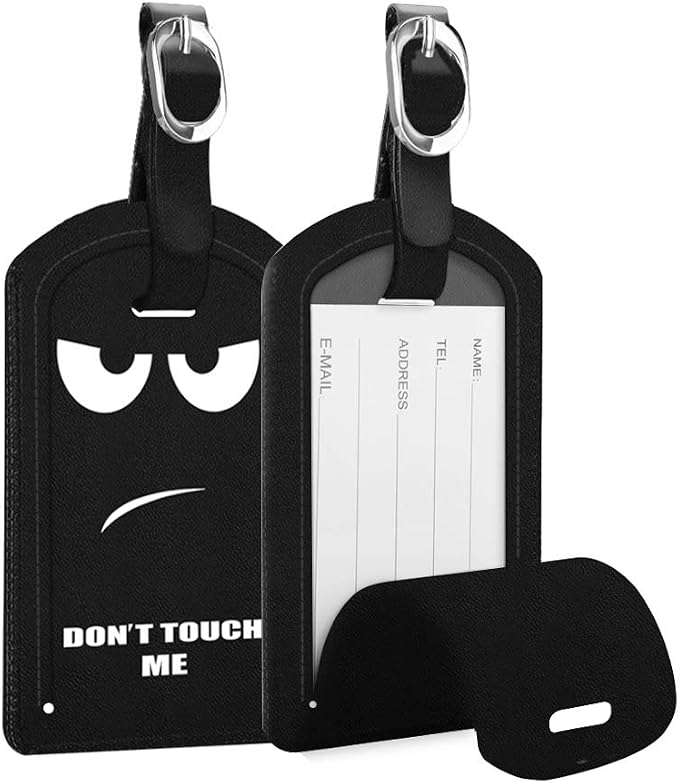 FINTIE 2 Pack Luggage Tags, Leather Name ID Labels by Fintie