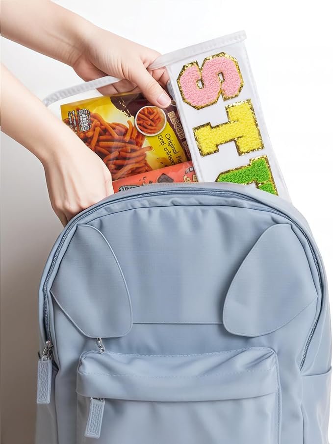 2 Pcs Snack Pouch Chenille Letter Clear Zipper Snack Bag, Nylon Snack Pouch - Image 6