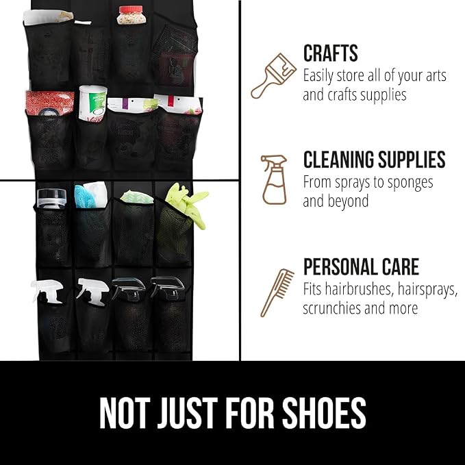 GORILLA GRIP Over the Door Shoe Organizer, 35 Large Breathable Mesh Pockets - Image 7