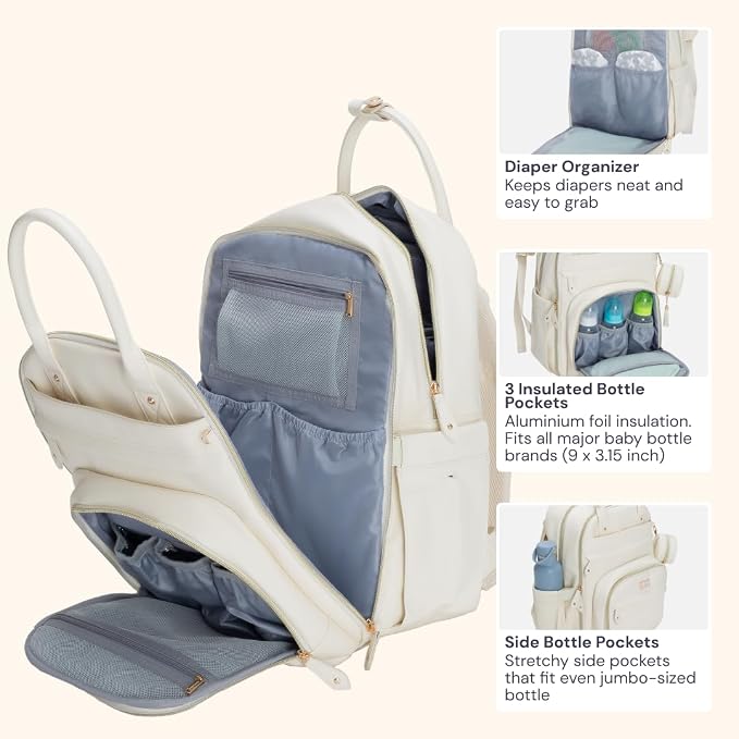 BabbleRoo Leather Diaper Bag Backpack - Image 5