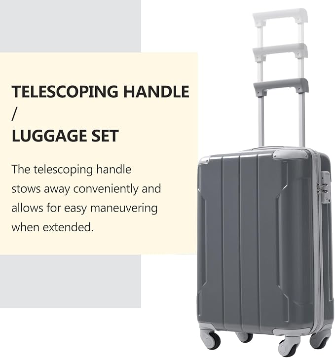 Merax Luggage Set 3 Piece, 20 Inch Carry on Spinner Suitcase - Image 8