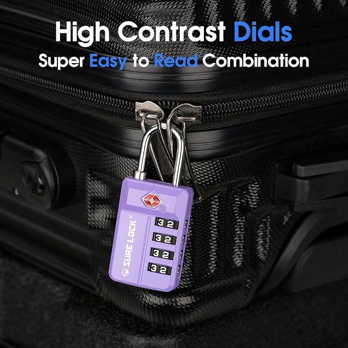 SURE LOCK TSA-Approved 4-Digit Resettable Combination Luggage Lock - Image 7