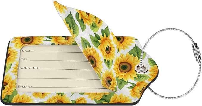Lovely Sunflower Leather Luggage Tag - Image 2