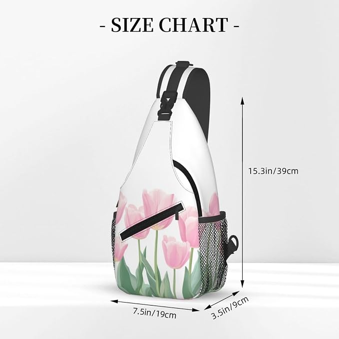 SUPLUCHOM Sling Bag Tulip Flower Hiking Daypack Crossbody Shoulder Backpack - Image 3