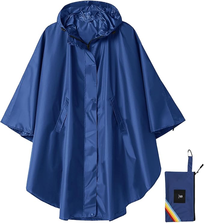 SaphiRose Unisex Rain Poncho Hooded Waterproof Raincoat by SaphiRose