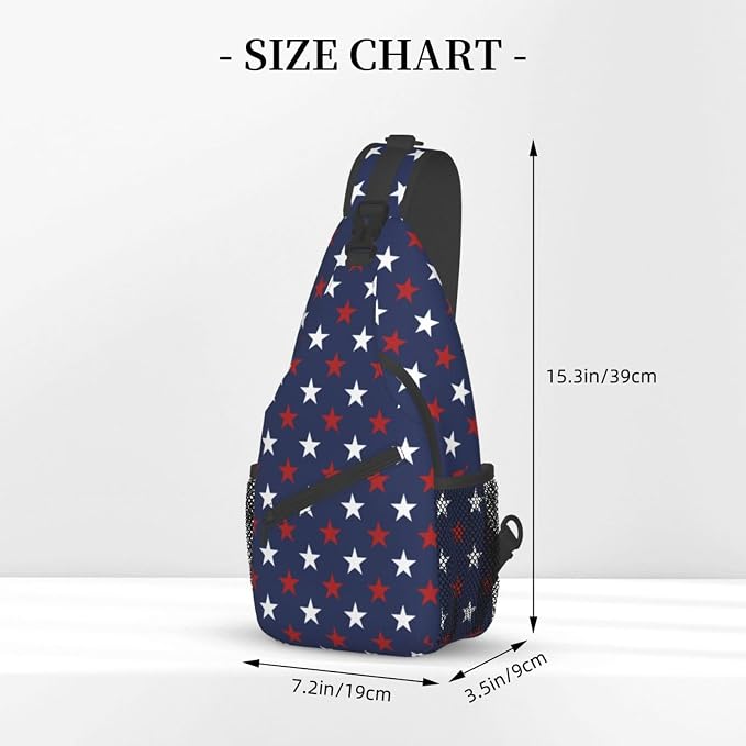 SUPLUCHOM Sling Bag American Flag Red White Star Hiking Daypack Crossbody - Image 3