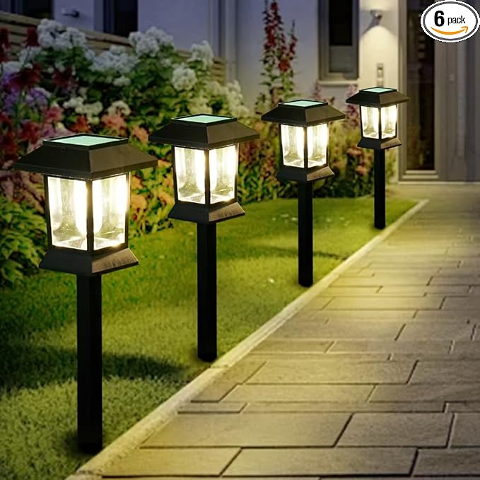 6 Pack Solar Pathway Lights Outdoor Waterproof, Dual-Use Stake & Hanging Lantern by Unknown