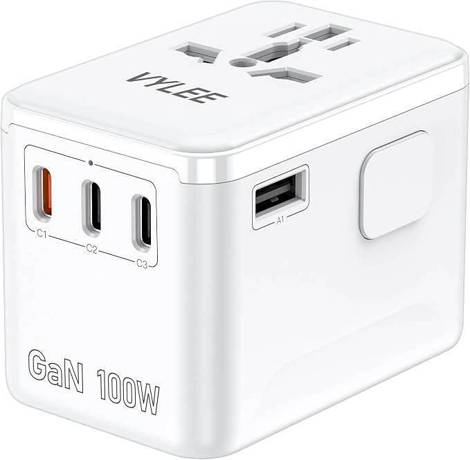 PD100W GaN Universal Travel Adapter, International Power Adapter in One by VYLEETechnology