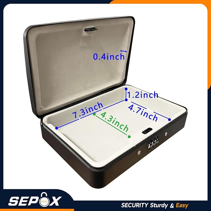 SEPOX® 2Pcs Water/Fire-Resistant Portable Security Case Lock Box Steel - Image 7