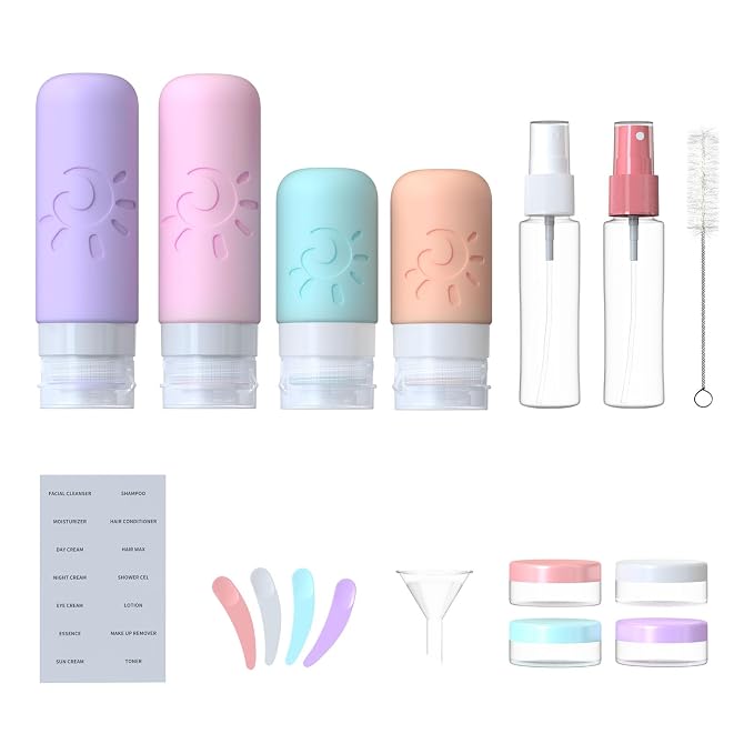 18 Pack travel Bottles for Toiletries, TSA Approved Silicone Travel Containers - Image 2