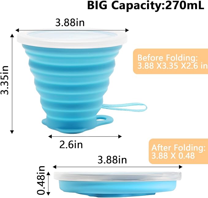 Litoexpe 4 Pack Silicone Collapsible Travel Cup Portable Folding Camping Cup - Image 2