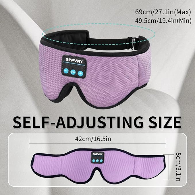 Sleep Mask Bluetooth Headphones Soft Wireless Headband Eye Mask Blackout - Image 6