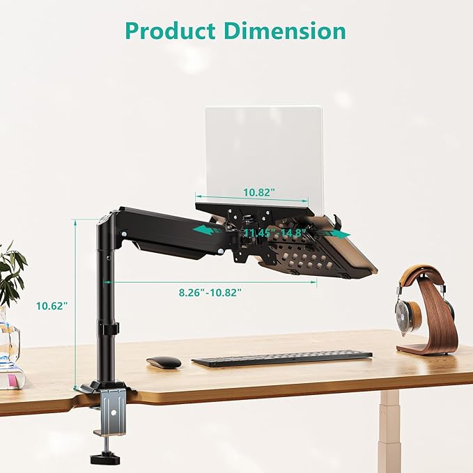 WALI Laptop Tray Desk Mount, Laptop Arm Mount Fits 10-15.6 Inch Notebook - Image 3