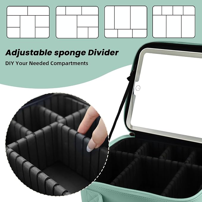 Travel Makeup Bag with LED Mirror and Light Makeup Travel Bag Organizer - Image 4