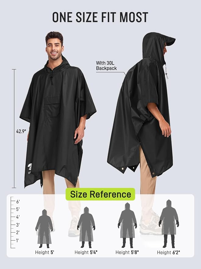 SaphiRose Extra Thick Hooded Rain Poncho Double Layer Waterproof Raincoat Jacket - Image 3