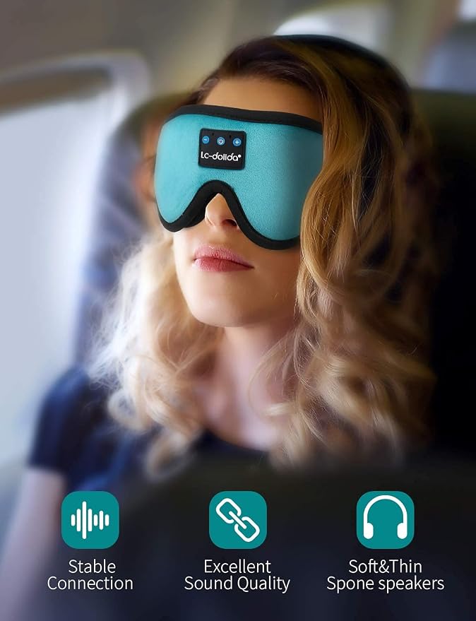 LC-dolida Sleep Headphones, Sleep Mask Bluetooth Wireless Music Eye Mask - Image 5