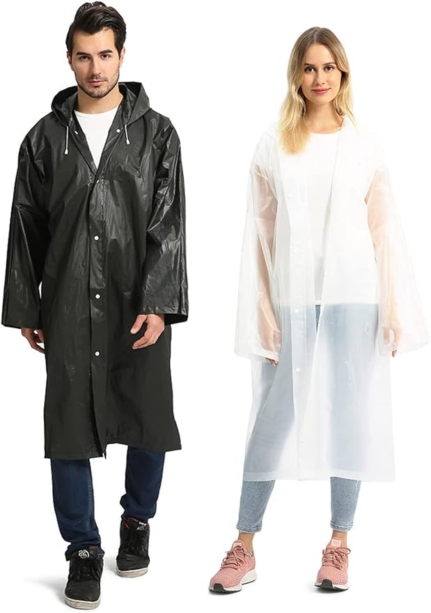 Opret 2 Pack Raincoats for Adults Reusable, EVA Rain Ponchos Lightweight Rain by Opret