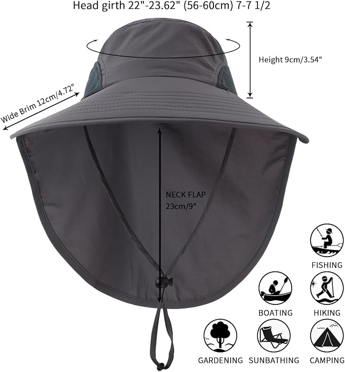 Home Prefer Outdoor UPF50+ Sun Hat Wide Brim Mesh Fishing Hat - Image 2