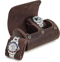 Genuine Leather Watch Roll Travel Case, 2 Slots Vintage Full Grain Leather by UPRESYE