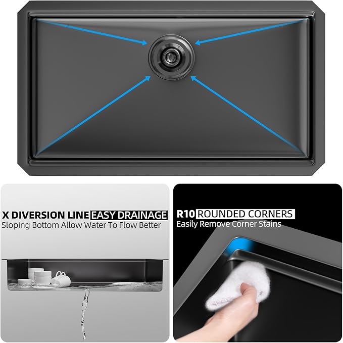 Undermount Kitchen Sink Stainless Steel 32x19 - Image 5