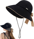 Wide Brim Hats for Woman Foldable Hats Sun Hats for Women uv Protection Bowknot by Unknown