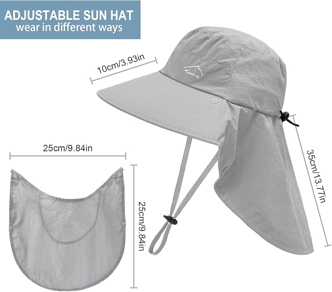 Sun Hat for Men Women with Neck Flap, UPF 50+ UV Protective Hiking Fishing Hats - Image 5