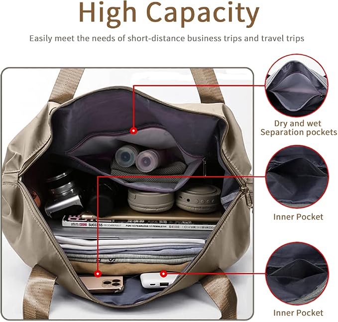 Large Capacity Foldable Travel Bag Expandable Portable Carry on Bag Dry&Wet - Image 4