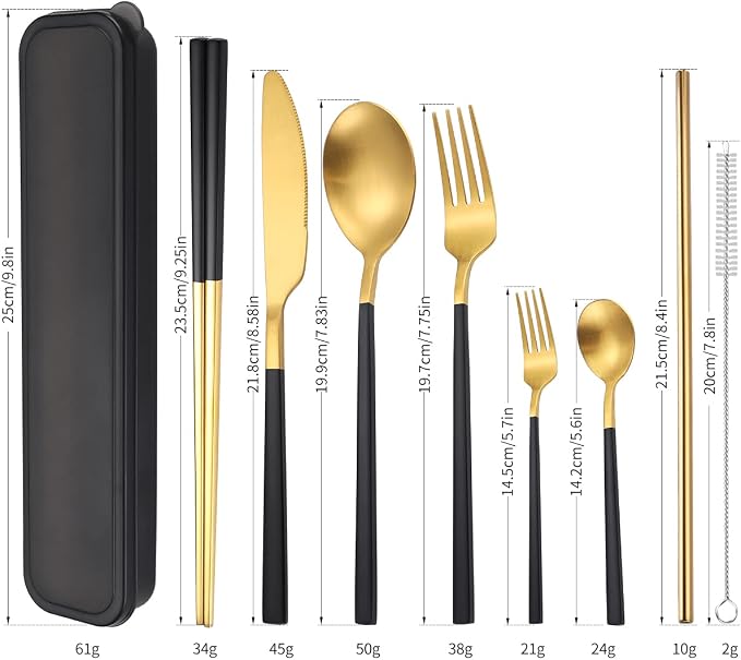 AARAINBOW 6 Pieces Stainless Steel Flatware Set Portable Reusable Cutlery Set - Image 2