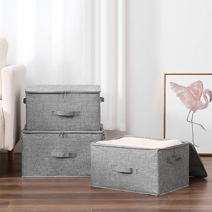 ANMINY Storage Bins with Zipper Lids 36 Qt Lidded Fabric Storage Boxes Baskets - Image 5