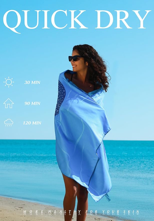 2 Pack Microfiber Lightweight Thin Beach Towel Sand Free Quick Dry Super - Image 6