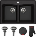 KRAUS Forteza 33-inch Drop in/Undermount 50/50 Double Bowl Granite Kitchen Sink by KRAUS