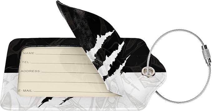 Black Against White Pattern Luggage Tags - Image 2