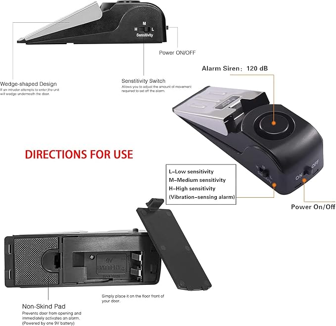 Upgraded Door Stop Alarm with Portable Door Lock 120 dB Travel Door Stopper - Image 5