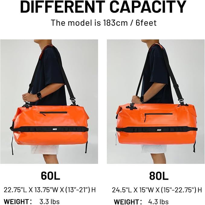 MIER Large Waterproof Duffel Bag Rolltop Dry Backpack Duffle Bags - Image 7