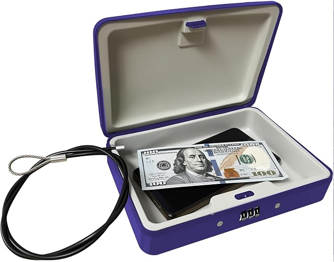 SEPOX Portable Security Case Lock Box Steel, Personal Travel Safe Storage by SEPOX