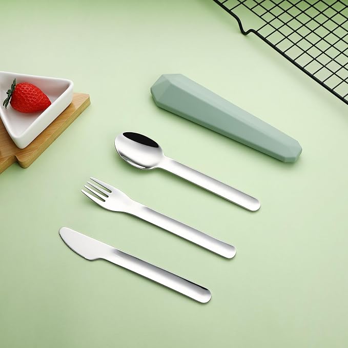 DEVICO Travel Utensils with Case, Reusable Camping Silverware Cutlery, 18/8 - Image 8